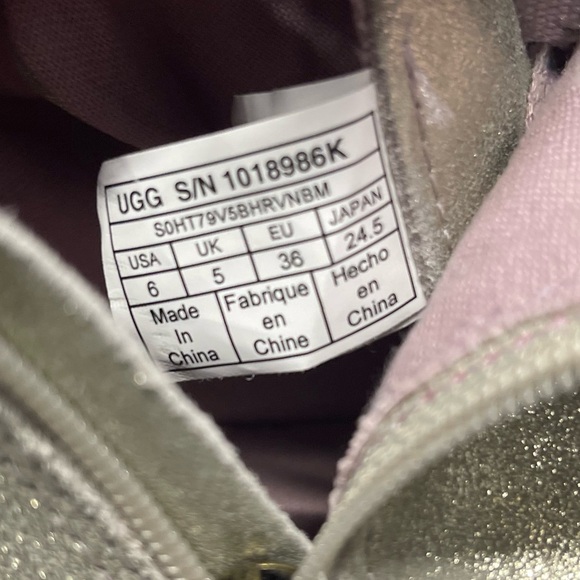 UGG Sparkly Silver and Purple Lace Up Sneakers Size 6 - Picture 4 of 4